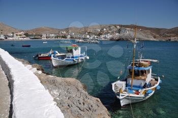 Royalty Free Photo of the Docks and Bay of Pserimos Island, Greece