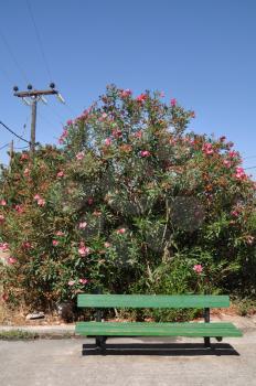 Royalty Free Photo of a Bench in Zia Village, Kos Greece