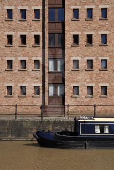 Royalty Free Photo of a House Boat at Gloucester Docks, England
