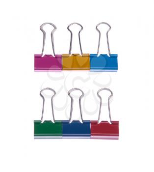 Royalty Free Clipart Image of Colored Binder Clips