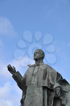 Royalty Free Photo of a Bronze Statue of Pope John Paul VI in Leiria, Portugal