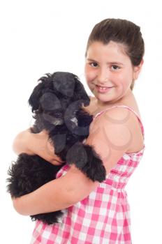 Royalty Free Photo of a Girl Holding Her Dog
