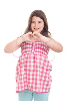 Royalty Free Clipart Image of a Little Girl Making a Heart Symbol
