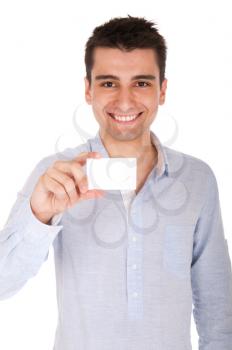 Royalty Free Photo of a Man Holding a Card