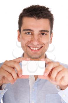 Royalty Free Photo of a Man Holding a Card