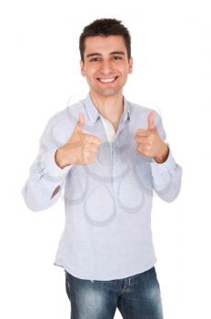 Royalty Free Photo of a Man Giving a Thumbs Up