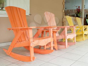 Royalty Free Photo of Wooden Rocking Chairs
