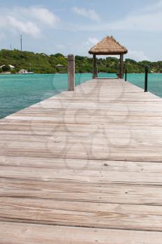 Royalty Free Photo of a Hut Over Sea in Long Bay, Antigua