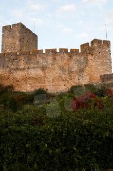 Royalty Free Photo of a Templar Castle Fortress at the Convent of Christ in Tomar, Portugal