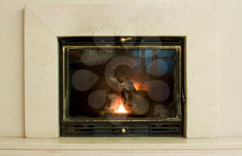 Royalty Free Photo of a Marble Fireplace