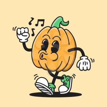 Retro vector illustration of a cartoon Halloween pumpkin.