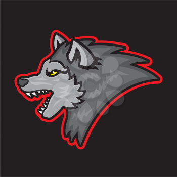 Royalty Free Clipart Image of a Wolf Dog Profile Mascot