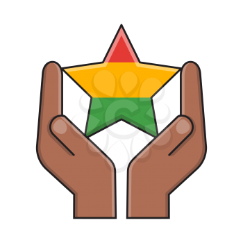 Royalty-free clipart image of hands holding a star in the colors of Africa