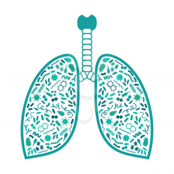 vector illustration of a bacteria and virus in respiratory system, lung infection