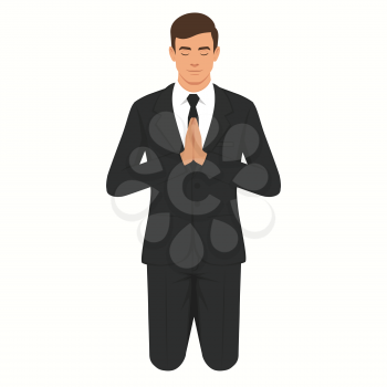  vector illustration of a isolated christian prayer, kneeling and praying person.