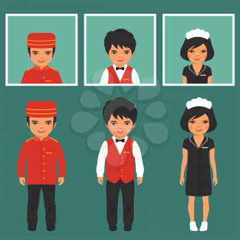 vector icon hotel service profession, cartoon worker uniform, room service