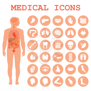 vector medical icon illustration, medicine set, hospital care symbol