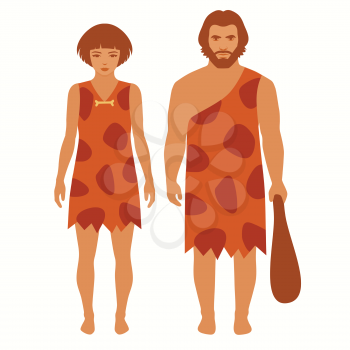 stone age, cartoon caveman, vector prymitive people