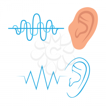 vector icon, ear listen sound, hearing symbol
