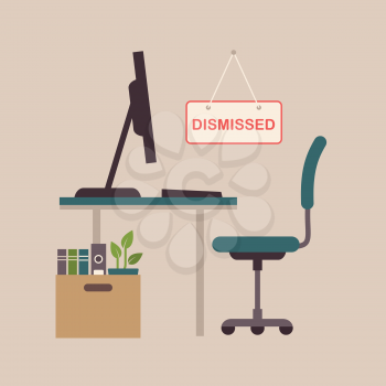 vector illustration of a fired job concept, office chair, business work dismissal
