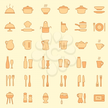  vector cooking kitchen icons, set cook tools