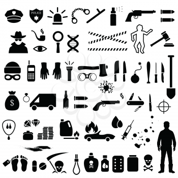 vector crime icons, police, law criminal illustration 