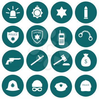 vector security icon, police, law, crime badge set illustration