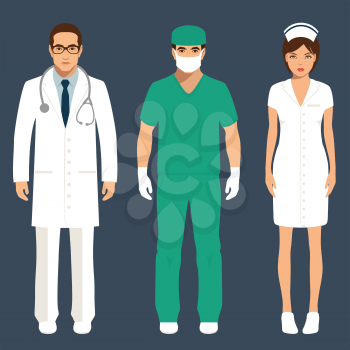 doctor and nurse personnel, hospital staff people, vector medical icon illustration