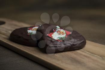 Delicious traditional danish christmas cookies with santa claus