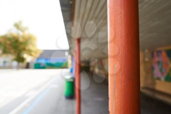 closeup of a red pole at school yard