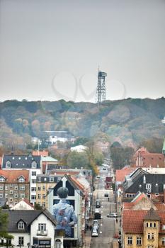 panoramic view of small city in denmark
