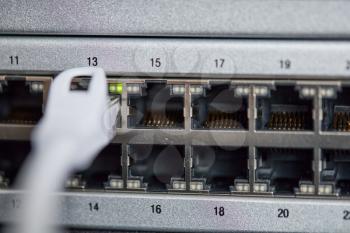 internet router plug close up photo