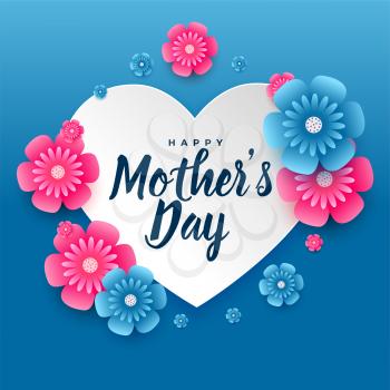 lovely mothers day poster with heart and flowers