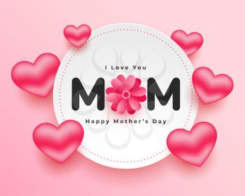 mothers day realistic hearts card design