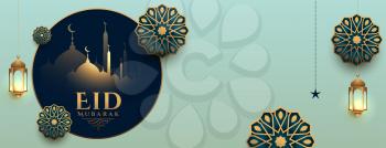realistic eid mubarak islamic banner design