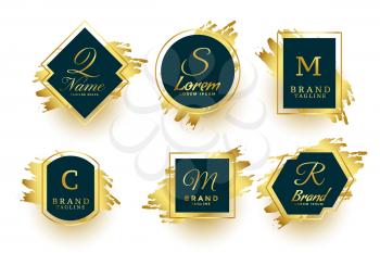 abstract golden monograms symbols or logotype frames collection