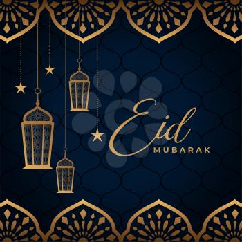 arabic decorative eid mubarak festival golden greeting