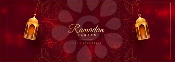 attractive red ramadan kareem decorative banner design