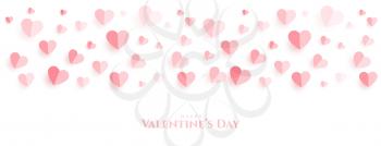 beautiful paper hearts happy valentines day banner