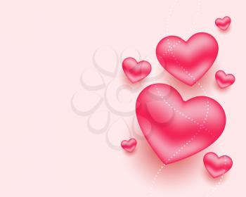 beautiful red hearts realistic background with text space
