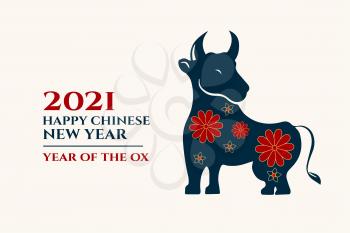 Chinese happy new year of ox greetings vector