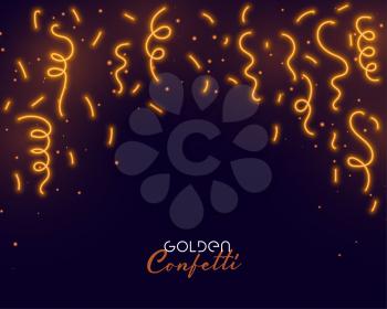 falling golden confetti background with text space