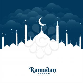 flat ramadan kareem mosque greeting design