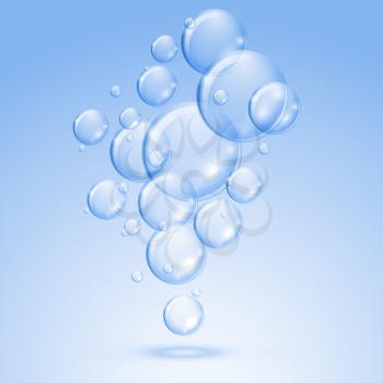 floating shiny water bubbles background