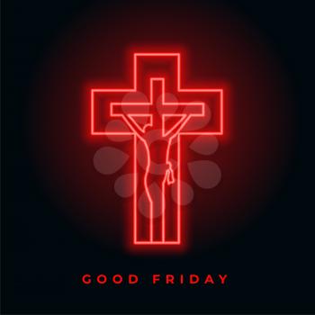 glowing red neon good friday cross background