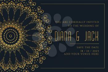 golden mandala style wedding card template design