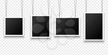 hanging photo frames in various sizes background