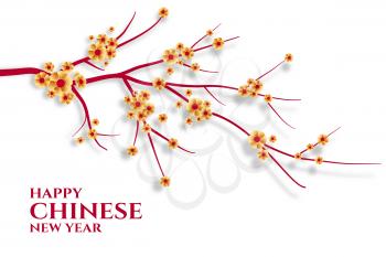 Happy chinese new year celebration greeting with sakura flowers vector