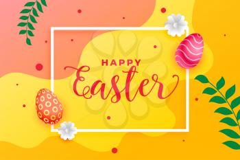 happy easter day banner with decorative elements