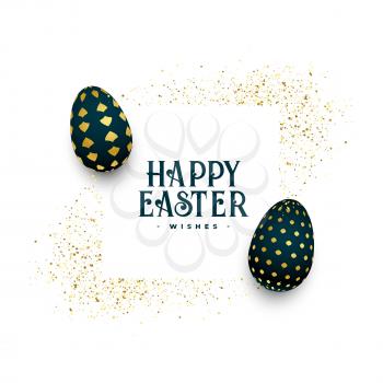 happy easter golden eggs greeting with glitter